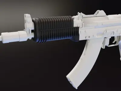 AKS 74U Ribbed Polymer Handguard Low-poly 3D model