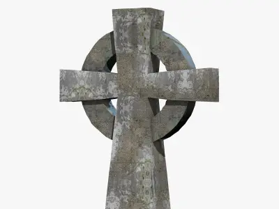 Gravestone celtic cross Low-poly 3D model
