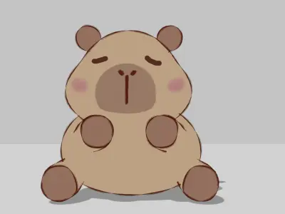 cute capybara 2D look in Blender Free low-poly 3D model