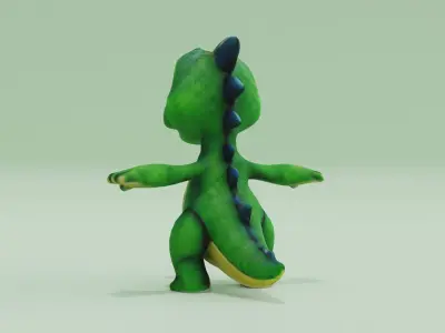 Baby Dragon T-pose Character Low-poly 3D model