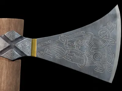 Viking Axe Mammen Low-poly 3D model