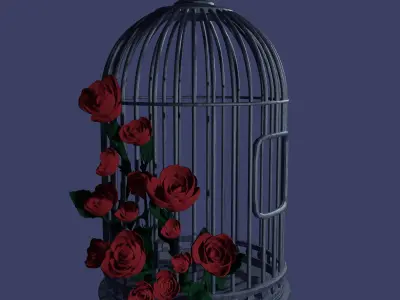 Old cage and roses 3D model