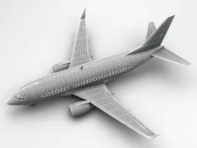  Boeing 737-500 Airliner - Continental 3D model