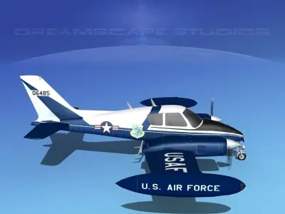 Cessna U-3B Blue Canoe V04 3D model