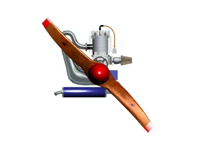 Two-stroke air-cooled engine 3D model