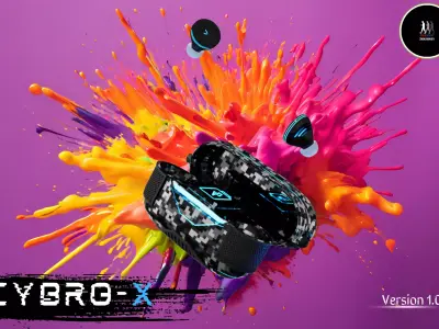 Cybro X Sci-Fi wireless camouflage earbuds 3D model
