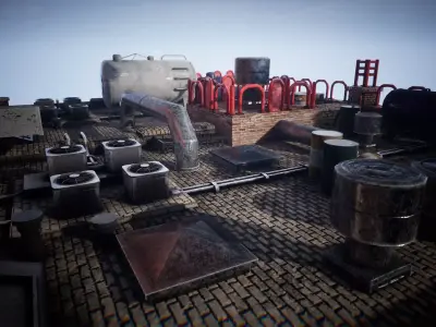 Industrial Props 14 Assets Low-poly 3D model