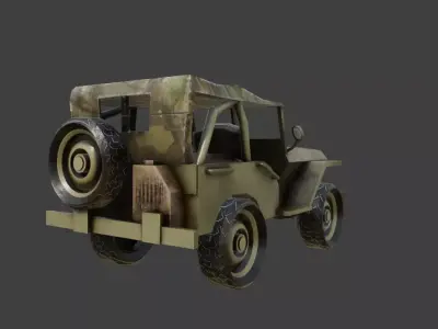 Military Jeep Low-poly 3D model
