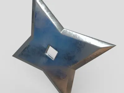 Shuriken 5 metal star Low-poly 3D model