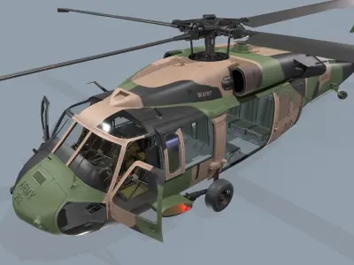 UH-60 Black Hawk Australian Army Complex Animation Low-poly 3D model