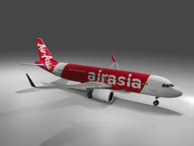 Air Asia Airbus a320neo 3d model Low-poly 3D model