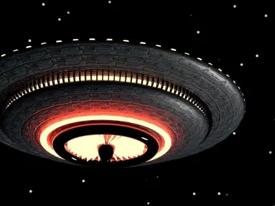 UFO 3D Model spaceship flying in night sky Free 3D print model