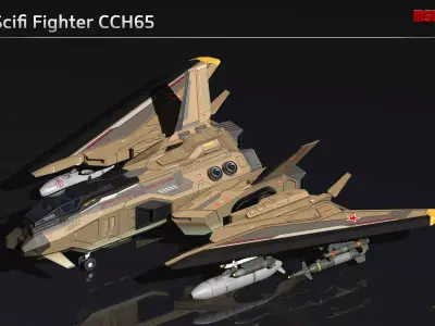 Scifi Fighter CCH65 Low-poly 3D model