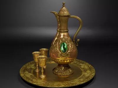 Brass tea set  Free 3D model