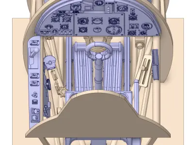 Hawker Hurricane MK-1 Cockpit 1 by 16 Scale 3D Model 3D print model