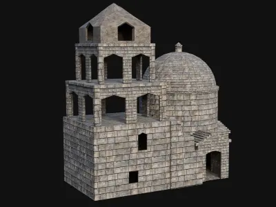 STONE BUILDING CONSTRUCTION HOUSE TEMPLE ANCIENT RUIN COLLECTION Low-poly 3D model