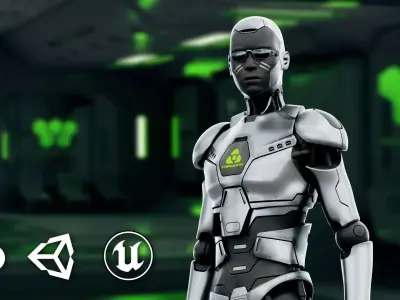  CYBORGTOPIA B-25 Rigged for Unreal Engine - Unity - MIXAMO 3D model
