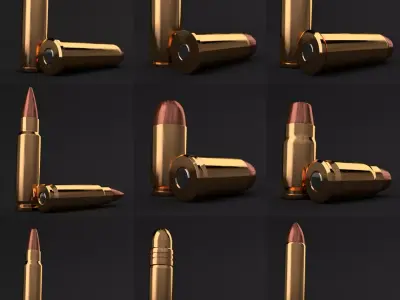 19 pistol-revolver rounds 3D model