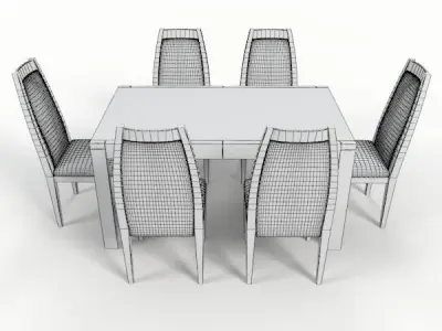 Modern Dining Table with Chairs Free 3D model purchase
