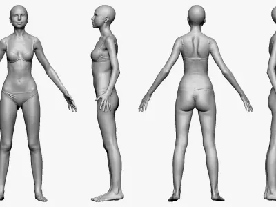 001234 woman in underwear A pose Low-poly 3D model