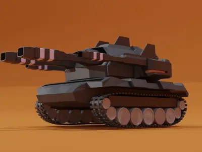 low poly cyber tank Low-poly 3D model
