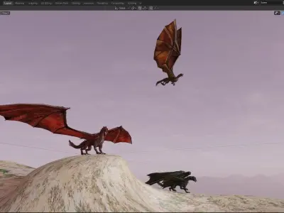 Flying Dragon Model Low-poly 3D model