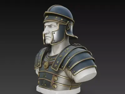 Roman Centurion Bust STL Ancient Military Sculpture 3D print model