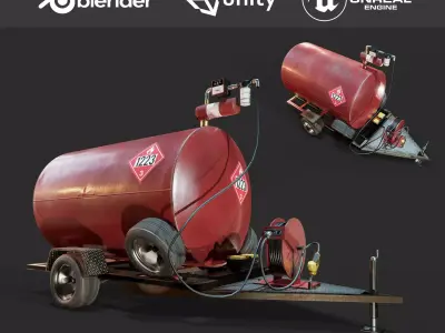 Mobile Gas Tank  Game Asset Low-poly 3D model