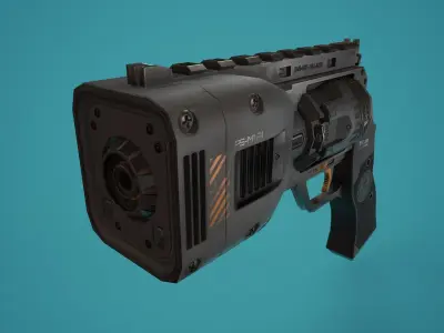 Sci-Fi Plasma Revolver FPS Low-poly 3D model