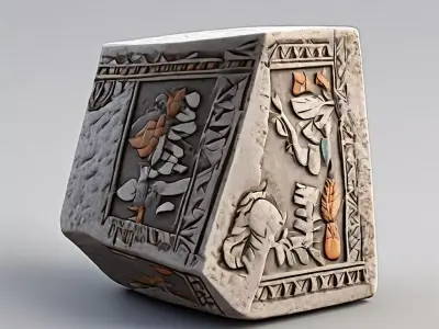 Ancient Carved Stone Artifact Low-poly 3D model