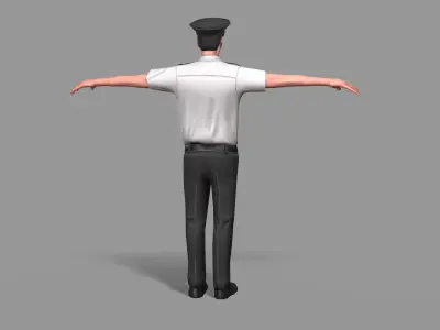 Pilot cartoon policeman Low-poly 3D model