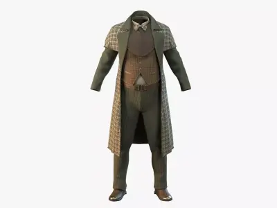 Vintage Clothing Male Suit Low-poly 3D model