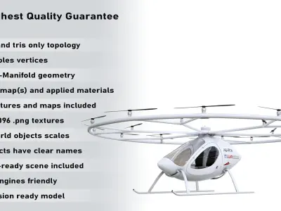 Flying Taxi Dubai PBR Low-poly 3D model