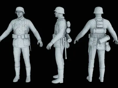 German soldier World war 2 Low-poly 3D model