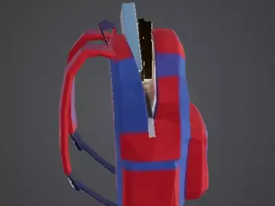 Low Poly Outdoor Adventure Backpack with Water Bottle Low-poly 3D model