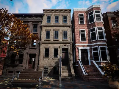 BROOKLYN BROWNSTONE REGULAR OLD BUILDING PACK - 7 BUILDING 3D Model Collection