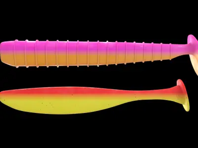 Set of two soft plastic baits and jig head Fishing tackle 3D model