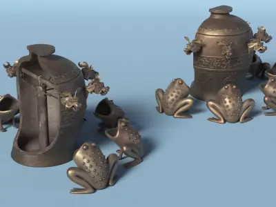 Ancient Chinese Seismograph Cutaway View 3D model