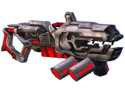 LowPoly Sci-Fi Assault Heavy Machine Gun Low-poly 3D model