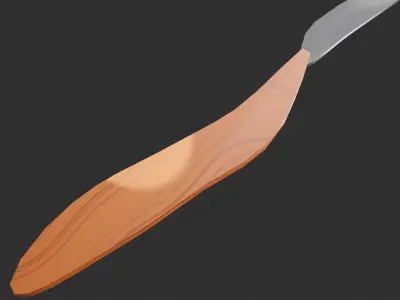 Dinner knife with wooden handle in real dimension Free low-poly 3D model