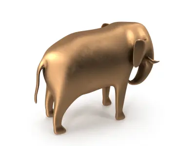 Elephant PBR golden Low-poly 3D model