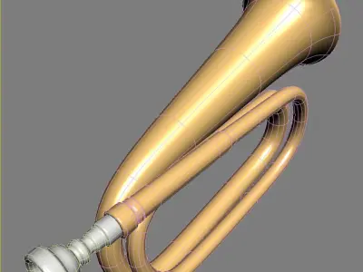 Bugle golden trumpet 3D model