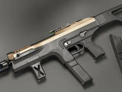 Sci-fi SMG Submi5 PBR Low-poly 3D model