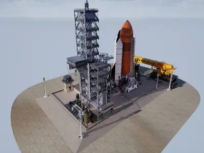 Space Shuttle Launch  Realistic Environment Low-poly 3D model