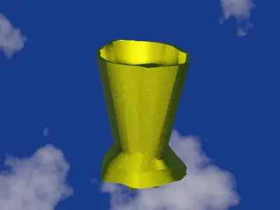 Vase in rough gold material damaged shape  Low-poly 3D model