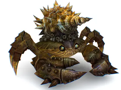 Brown Giant Crab Shell Crayfish Arthropods Sea Animal Low-poly 3D model