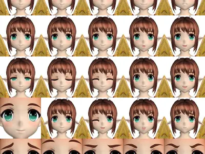 T pose rigged model of Chouko anime creature 3D model