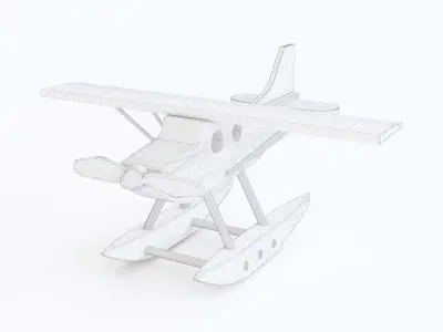 Wooden toy floatplane 01 3D model