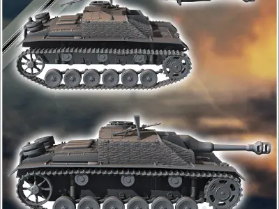 Sturmhaubitze StuH III Ausf G 1944 SdKfz 142-2 - miniatures tabl 3D print model