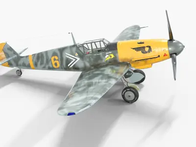 Messer Bf 109 Warplane Low-poly 3D model